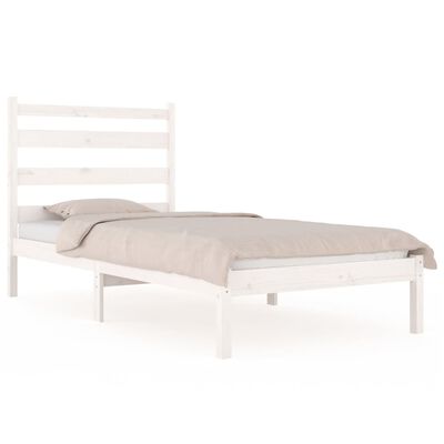 vidaXL Bed Frame without Mattress White Solid Wood 100x200 cm (810008+818406)