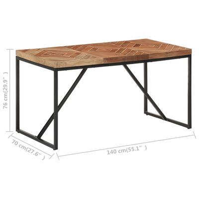 vidaXL Dining Table 140x70x76 cm Solid Acacia and Mango Wood