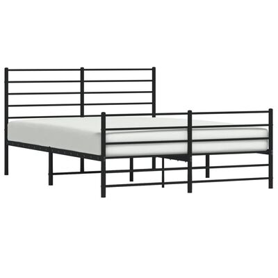 vidaXL Metal Bed Frame without Mattress with Footboard Black 120x200 cm