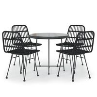 vidaXL 5 Piece Garden Dining Set Black Poly Rattan