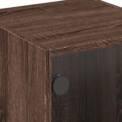 vidaXL Side Cabinet with Glass Doors Brown Oak 35x37x75.5 cm