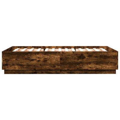 vidaXL Bed Frame with LED without Mattress Smoked Oak 120x200 cm