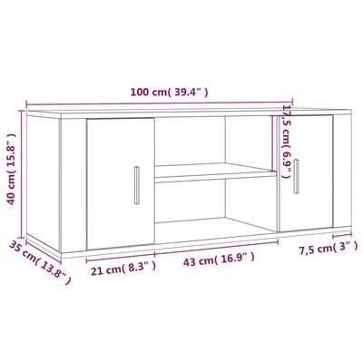 vidaXL TV Cabinet Black 100x35x40 cm Engineered Wood