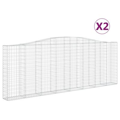 vidaXL Arched Gabion Baskets 2 pcs 400x30x140/160 cm Galvanised Iron