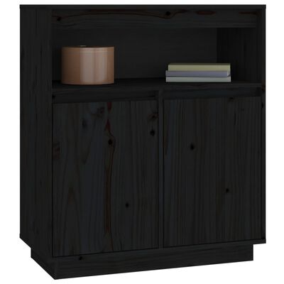 vidaXL Sideboard Black 70x34x80 cm Solid Wood Pine