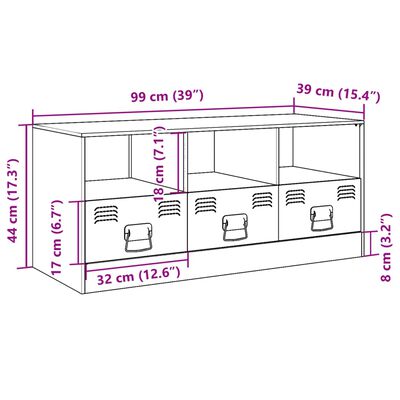 vidaXL TV Cabinet Pink 99x39x44 cm Steel