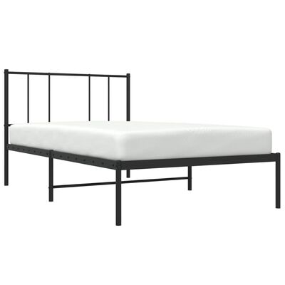 vidaXL Metal Bed Frame without Mattress with Headboard Black 90x200 cm