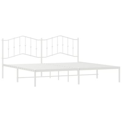 vidaXL Metal Bed Frame without Mattress with Headboard White 193x203 cm