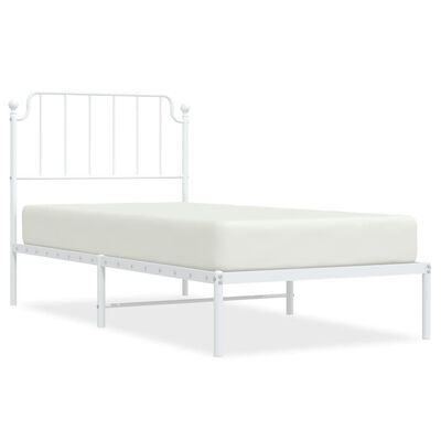 vidaXL Metal Bed Frame without Mattress with Headboard White 90x200 cm