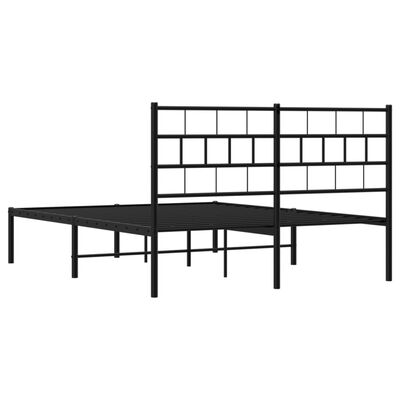 vidaXL Metal Bed Frame without Mattress with Headboard Black 150x200 cm King Size