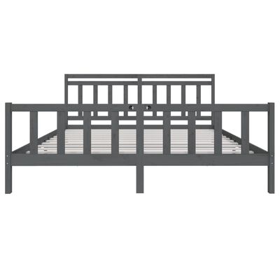 vidaXL Bed Frame without Mattress Grey Solid Wood 200x200 cm (810104+814116)