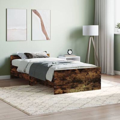 vidaXL Bed Frame without Mattress Smoked Oak 100x200 cm Engineered Wood