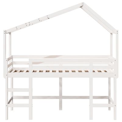 vidaXL Loft Bed with Ladder and Roof without Mattress White 80x200 cm