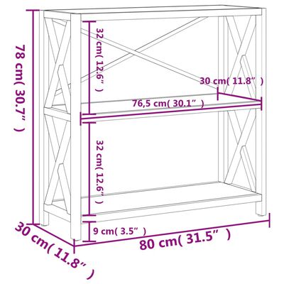 vidaXL 3-Tier Shelf 80x30x78 cm Solid Wood Oak