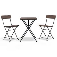 vidaXL 3 Piece Folding Bistro Set Brown Poly Rattan