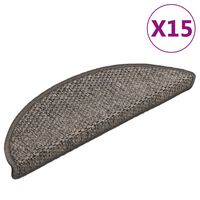 vidaXL Stair Mats Self-adhesive Sisal-Look 15 pcs 56x17x3 cm Brown Beige
