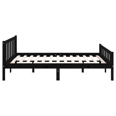 vidaXL Bed Frame without Mattress Black Solid Wood 140x190 cm