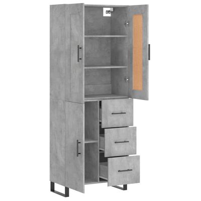 vidaXL Highboard Concrete Grey 69.5x34x180 cm Engineered Wood