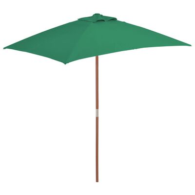 vidaXL Garden Parasol with Wooden Pole 150x200 cm Green