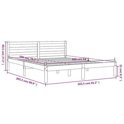 vidaXL Bed Frame without Mattress Wax Brown 160x200 cm Solid Wood Pine