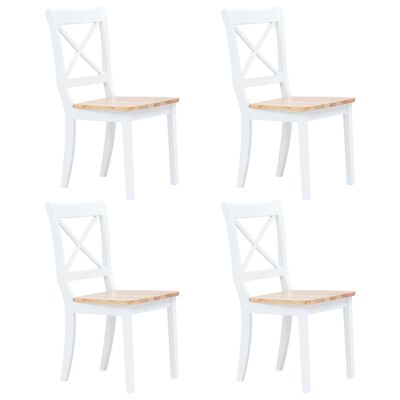 vidaXL 5 Piece Dining Set Solid Rubber Wood White and Brown