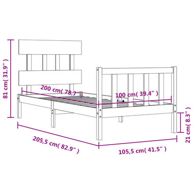 vidaXL Bed Frame without Mattress 100x200 cm Solid Wood Pine