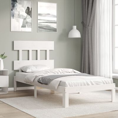 vidaXL Bed Frame without Mattress White Single Solid Wood Pine