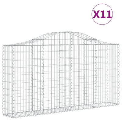 vidaXL Arched Gabion Baskets 11 pcs 200x30x100/120 cm Galvanised Iron