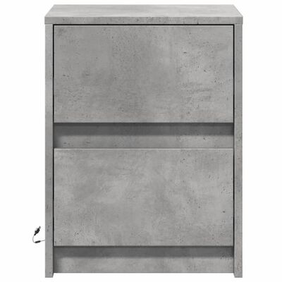 vidaXL Bedside Cabinet with LED Lights Concrete Grey Engineered Wood