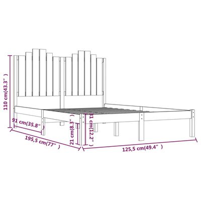 vidaXL Bed Frame without Mattress White Solid Wood Small Double