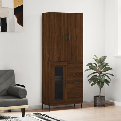 vidaXL Highboard Brown Oak 69.5x34x180 cm Engineered Wood