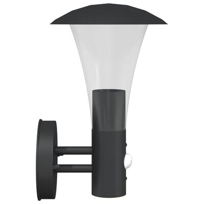 vidaXL Outdoor Wall Light with Sensor Black Stainless Steel