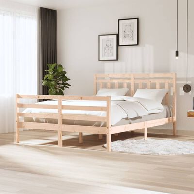 vidaXL Bed Frame without Mattress Solid Wood 160x200 cm (810440+814104)