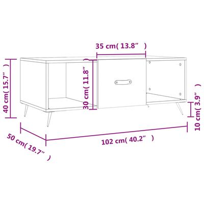 vidaXL Coffee Table Sonoma Oak 102x50x40 cm Engineered Wood