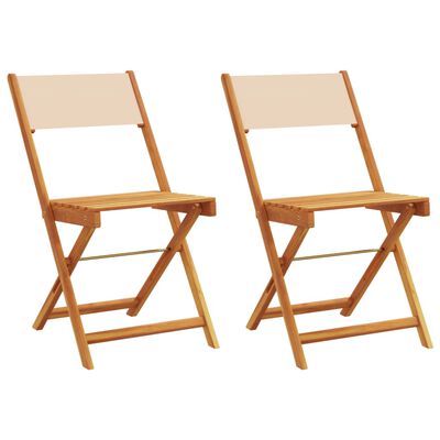 vidaXL Bistro Chairs 2 pcs Beige Solid Wood Acacia and Fabric