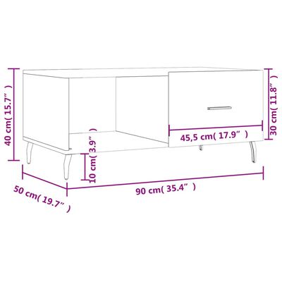 vidaXL Coffee Table White 90x50x40 cm Engineered Wood