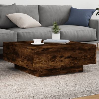 vidaXL Coffee Table with LED Lights Smoked Oak 80x80x31 cm