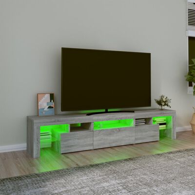 vidaXL TV Cabinet with LED Lights Grey Sonoma 200x36.5x40 cm