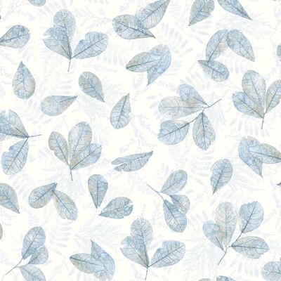 Noordwand Wallpaper Evergreen Leaves White and Blue