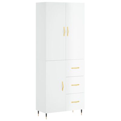 vidaXL Highboard High Gloss White 69.5x34x180 cm Engineered Wood