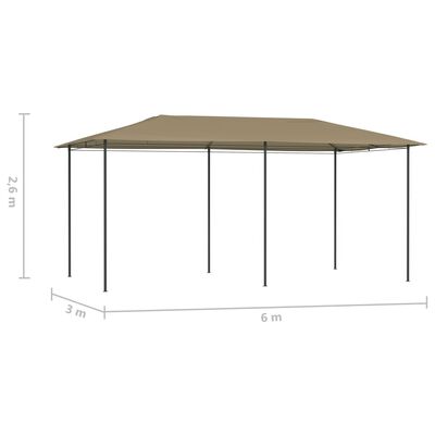 vidaXL Gazebo 2.98x5.3x2.59 m Taupe 160 g/m²