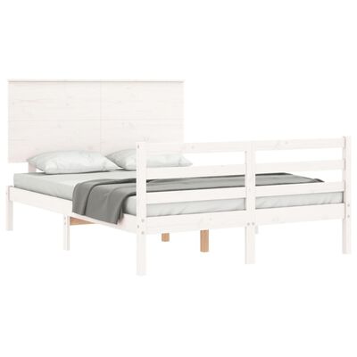 vidaXL Bed Frame without Mattress White Small Double Solid Wood