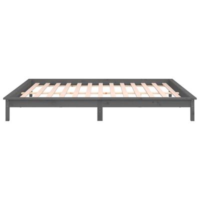 vidaXL LED Bed Frame without Mattress Grey 120x200 cm Solid Wood