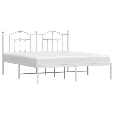 vidaXL Metal Bed Frame without Mattress with Headboard White 160x200 cm