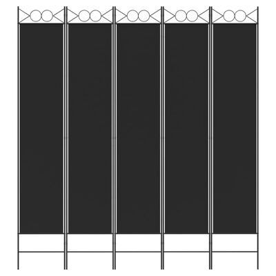 vidaXL 5-Panel Room Divider Black 200x220 cm Fabric