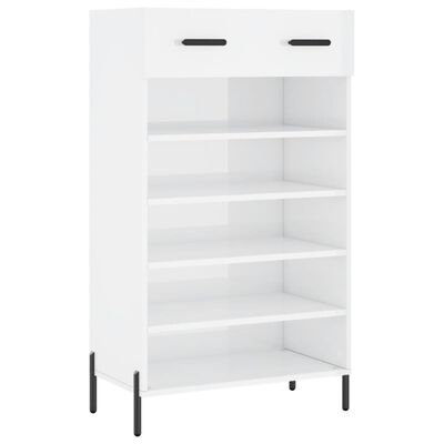 vidaXL Shoe Cabinet High Gloss White 60x35x105 cm Engineered Wood