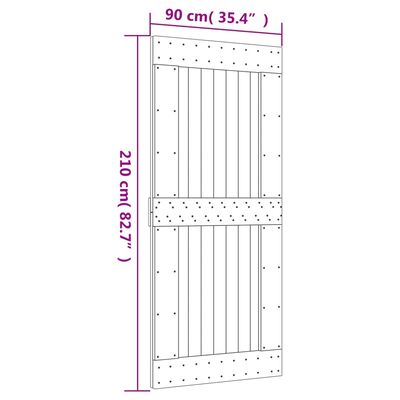 vidaXL Sliding Door with Hardware Set 90x210 cm Solid Wood Pine