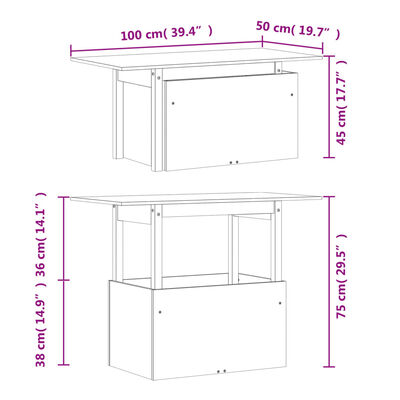 vidaXL Garden Table 100x50x75 cm Impregnated Wood Pine