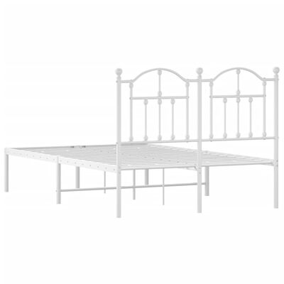 vidaXL Metal Bed Frame without Mattress with Headboard White 120x200 cm