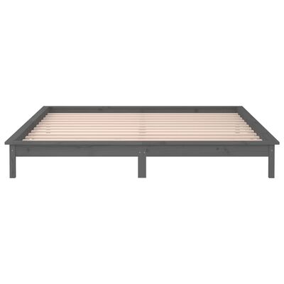 vidaXL LED Bed Frame without Mattress Grey 120x200 cm Solid Wood